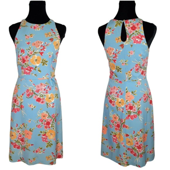 MOSCHINO Cheap and Chic Bright Floral Dress Knee Length Blue Pink Yellow US 8 - Picture 9 of 9